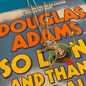 RockLove silver necklace “42”, Douglas Adams Hitchhikers Guide ultimate answer